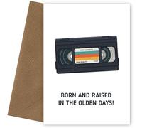 Biglietti di compleanno divertenti per uomini, con scritta "Born and Raised in Olden Days", videocassetta VHS, divertente biglietto di auguri per la vecchiaia, per uomini, fratelli, amici, zii
