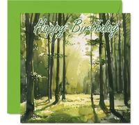 Biglietti di compleanno donne e uomini acquerello verde foresta biglietto di auguri di compleanno mamma papà fratello sorella zio cugino nonno tata e amico 145mm