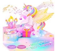 Biglietti di compleanno, musica, luci e soffiabili, divertente biglietto di auguri pop-up, regalo di compleanno per donne, ragazze, figlia, sorella, bambini, con numero 0-9 fai da te