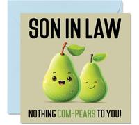 Biglietti di compleanno per genero - Nothing Com-Pears - Divertente biglietto di auguri di compleanno per genero da mamma, papà in legge, regalo di compleanno per figlio, 145 mm x 145 mm, biglietti di