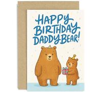 Biglietti di compleanno per papà da bambini piccoli, design carino e dolce per lui da figlio figlia, regalo per il primo compleanno come papà, orsetto ricordo, busta premium