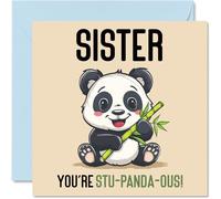 Biglietti di compleanno per sorella, Stu-Panda-ous, divertente biglietto di auguri per sorella di fratello, regali per fratelli, biglietti di auguri scherzosi da 145 mm per donne e lei