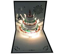 Biglietti di compleanno pop-up 3D con luce calda e musica, con scritta "Happy Greeting Cut", per mamma, moglie, sorella, ragazzo, ragazza, amici, regalo perfetto per feste, confezione da 1