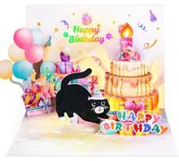 Biglietti di compleanno, simpatico gatto con musica e luci e candela infiammabile, divertente biglietto di auguri pop up, regalo di compleanno per donne, uomini, amanti dei gatti, mamma o papà