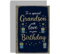 Biglietti di compleanno speciali per nipote, adulti o adolescenti, regalo per lui dai nonni, elegante tipografia, per nipote, interno bianco con busta