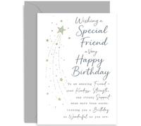 Biglietti di compleanno speciali per un amico maschio per lui, poesia classica e tradizionale con cielo stellato astratto, con busta premium