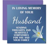 Biglietti di condoglianze - In Loving Memory Of Your Husband - Biglietti per lutto con scritta in lingua inglese "Sorry Lourning Lutto" per adulti, 145 mm, biglietto per condoglianze che pensano a te,
