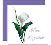 Biglietti di condoglianze Thinking of You - Never Forgotten - Biglietto di condoglianze con giglio floreale biglietti di lutto adulti sorry for your loss 145mm fiori biglietti di
