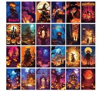 Biglietti di Halloween, confezione da 50 cartoline spaventose illustrazioni, 10 x 15 cm, biglietti di auguri vintage horror per , decorazioni per feste, inviti o scrapbooking