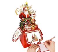Biglietti Di Natale 3D Per Bambini - 4 Strati Con Babbo Natale Renne Albero E Auguri Stagionali - Cartolina Per Le Feste Invernali Con Buste,Per Feste Famiglia Amici Bambini E Ragazzi Inverno E