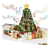 Biglietti di Natale 3D pop-up con musica e luce con busta | Biglietto di auguri 3D pop-up natalizio, LED lampeggianti colorati, biglietto con messaggio vuoto e busta, regalo di Natale