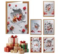 Biglietti di Natale con Buste 6 pezzi cartoline bianche Babbo Natale e | biglietti augurali con buste per bambini donne uomini famiglia casa ufficio scuola viaggio festa invernal