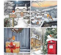 Biglietti di Natale di beneficenza, confezione da 24. Ogni confezione multipla di biglietti di Natale ha 4 diversi disegni a tema pettirosso. Ecologico e realizzato nel Regno Unito. Verse all'interno.