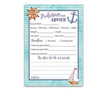 Biglietti di previsione e consigli nAUTICO - Confezione da 25 - Ancoraggio blu rustico, Ahoy Boy Baby Shower, Wishes for New Genents Mom & Dad to be Mommy & Daddy Message Boat Shower Activity Keepsake G807-PDAV