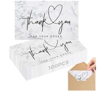 Biglietti di Ringraziamento,100 Pezzi Thank You Card Biglietti vuoti all'interno Cartoline di Thank You Biglietti da Visita per il business Store Customer Anniversario di compleanno 9 x 5,4cm