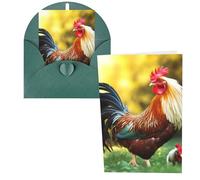 Biglietti di ringraziamento con buste, bellissimo gallo gallina 10,2 x 15,2 cm, set di 1 biglietto di auguri per note personalizzate, biglietti formali per tutte le occasioni, adatti per piccole