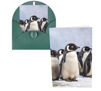 Biglietti di ringraziamento con buste, giovani pinguini con neve, 10 x 15 cm, set di 1 biglietto di auguri per appunti personalizzati, biglietti formali per tutte le occasioni, adatti per piccole
