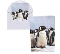 Biglietti di ringraziamento con buste, giovani pinguini con neve, 10 x 15 cm, set di 1 biglietto di auguri per appunti personalizzati, biglietti formali per tutte le occasioni, adatti per piccole