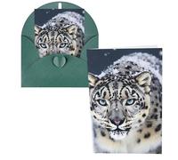 Biglietti di ringraziamento con buste, leopardo delle nevi dagli occhi blu, 10 x 15 cm, set di 1 biglietto di auguri per note personalizzate, biglietti formali per tutte le occasioni, adatti per