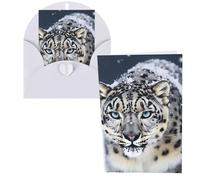 Biglietti di ringraziamento con buste, leopardo delle nevi dagli occhi blu, 10 x 15 cm, set di 1 biglietto di auguri per note personalizzate, biglietti formali per tutte le occasioni, adatti per