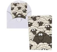 Biglietti di ringraziamento con buste, motivo pecore bianche e nere, 10 x 15 cm, set di 1 biglietto di auguri per note personalizzate, biglietti formali per tutte le occasioni, adatti per piccole