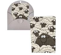 Biglietti di ringraziamento con buste, motivo pecore bianche e nere, 10 x 15 cm, set di 1 biglietto di auguri per note personalizzate, biglietti formali per tutte le occasioni, adatti per piccole