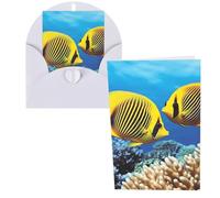Biglietti di ringraziamento con buste, Royal Angel Fishes 10,2 x 15,2 cm, set di 1 biglietto di auguri per note personalizzate, biglietti formali per tutte le occasioni, adatti per piccole imprese