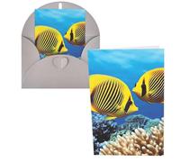 Biglietti di ringraziamento con buste, Royal Angel Fishes 10,2 x 15,2 cm, set di 1 biglietto di auguri per note personalizzate, biglietti formali per tutte le occasioni, adatti per piccole imprese