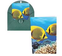 Biglietti di ringraziamento con buste, Royal Angel Fishes 10,2 x 15,2 cm, set di 1 biglietto di auguri per note personalizzate, biglietti formali per tutte le occasioni, adatti per piccole imprese