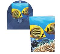 Biglietti di ringraziamento con buste, Royal Angel Fishes 10,2 x 15,2 cm, set di 1 biglietto di auguri per note personalizzate, biglietti formali per tutte le occasioni, adatti per piccole imprese