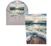 Biglietti di ringraziamento con buste, Sea On The Boards 10,2 x 15,2 cm, set di 1 biglietto di auguri per note personalizzate, biglietti formali per tutte le occasioni, adatti per piccole imprese