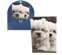 Biglietti di ringraziamento con buste, simpatico cucciolo maltese 10,2 x 15,2 cm, set di 1 biglietto di auguri per note personalizzate, biglietti formali per tutte le occasioni, adatti per piccole