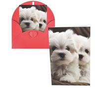 Biglietti di ringraziamento con buste, simpatico cucciolo maltese 10,2 x 15,2 cm, set di 1 biglietto di auguri per note personalizzate, biglietti formali per tutte le occasioni, adatti per piccole