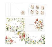 Biglietti Di Ringraziamento Floreali | Note Floreali Ad Con Messaggio Augurale - 4 Pezzi Biglietti Ringraziamento con Busta | Per Apprezzamento, Compleanno, Laurea, Matrimonio, Addio Al Nubilato