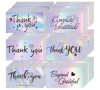 Biglietti Di Ringraziamento Laser Arcobaleno,240PCS Biglietti Di Ringraziamento per Piccole Imprese,6 Stili visita Apprezzamento del cliente Biglietto di Riflettenti Cartoline Inserti per pacchetti