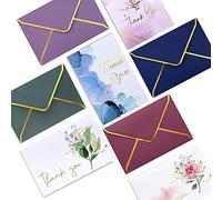 Biglietti di ringraziamento resistenti con buste - 36 PK - Biglietti di ringraziamento dorati, 10,2 x 15,2 cm, biglietti di ringraziamento per baby shower, matrimoni, ringraziamenti, piccole imprese,