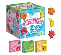 Biglietti di San Valentino per bambini con giocattoli, stupidi scherzi con ciondoli, assortimento di 28 biglietti con buste e ciondoli a forma di frutta