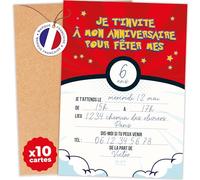Biglietti d'invito al compleanno Manga | Confezione da 10 biglietti d'invito e 10 buste Kraft | Tema Manga per ragazze e ragazzi dai 5 agli 11 anni | Facile organizzazione della festa