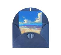 Biglietti e buste bianche con stampa di stelle marine sulla spiaggia, design unico, perfetti per festival, inviti