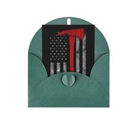 Biglietti e buste bianche con stampa di una bandiera rossa con ascia da pompiere, design unico, perfetti per festival, inviti