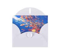 Biglietti e buste con stampa di gruppi di pesci colorati, 12,7 x 15,2 cm, per inviti di matrimonio, compleanno e tutte le occasioni