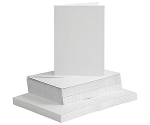 Biglietti e buste, dimensioni biglietto: 10,5 x 15 cm, dimensioni busta: 11,5 x 16,5 cm, bianco, 50 pezzi