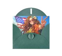 Biglietti e buste vuote con stampa bandiera americana e pace hippie, 12,7 x 15,2 cm, per inviti di matrimonio, compleanno e tutte le occasioni