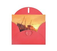 Biglietti e buste vuote con stampa barca sulla spiaggia, 12,7 x 15,2 cm, per inviti di matrimonio, compleanno e tutte le occasioni