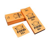 Biglietti Food con matrice Perfetti per le consumazioni, sagre ed eventi. 12x4. Con numerazione progressiva da 001 a 500. (Arancione)