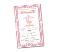 Biglietti Inviti per Festa BATTESIMO personalizzabili Grafica a Scelta Bimbo/Bimba, biglietti di Invito per Battesimo stampato su CARTONCINO di 300gr/mq 95x150mm (Carosello Girl)
