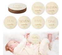 Biglietti Mensili per Bambini, 10cm 1-12 Mesi Reversibili Ricordo in Legno, Accessori per Foto, Regalo Battesimo Bimbo per Neo Genitori, per Commemorare la Crescita dei Bambini o la Gravidanza