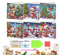 Biglietti natalizi con strass, 6 pezzi, cartoline commemorative scintillanti