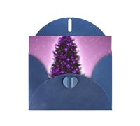 Biglietti regalo con stampa albero viola di Natale, biglietti di compleanno unisex, biglietti di ringraziamento con buste