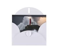 Biglietti regalo con stampa faro in tempesta, biglietti di compleanno unisex, biglietti di ringraziamento con buste